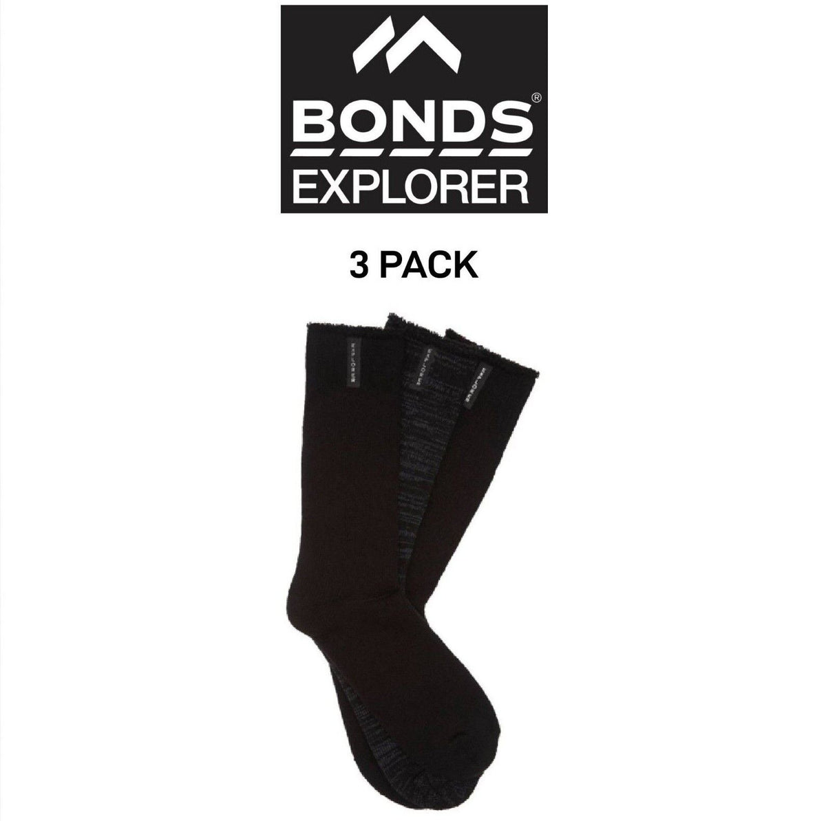 Bonds Mens Explorer Original Wool Crew Socks Padding Soles 3 Pack SYVW3W