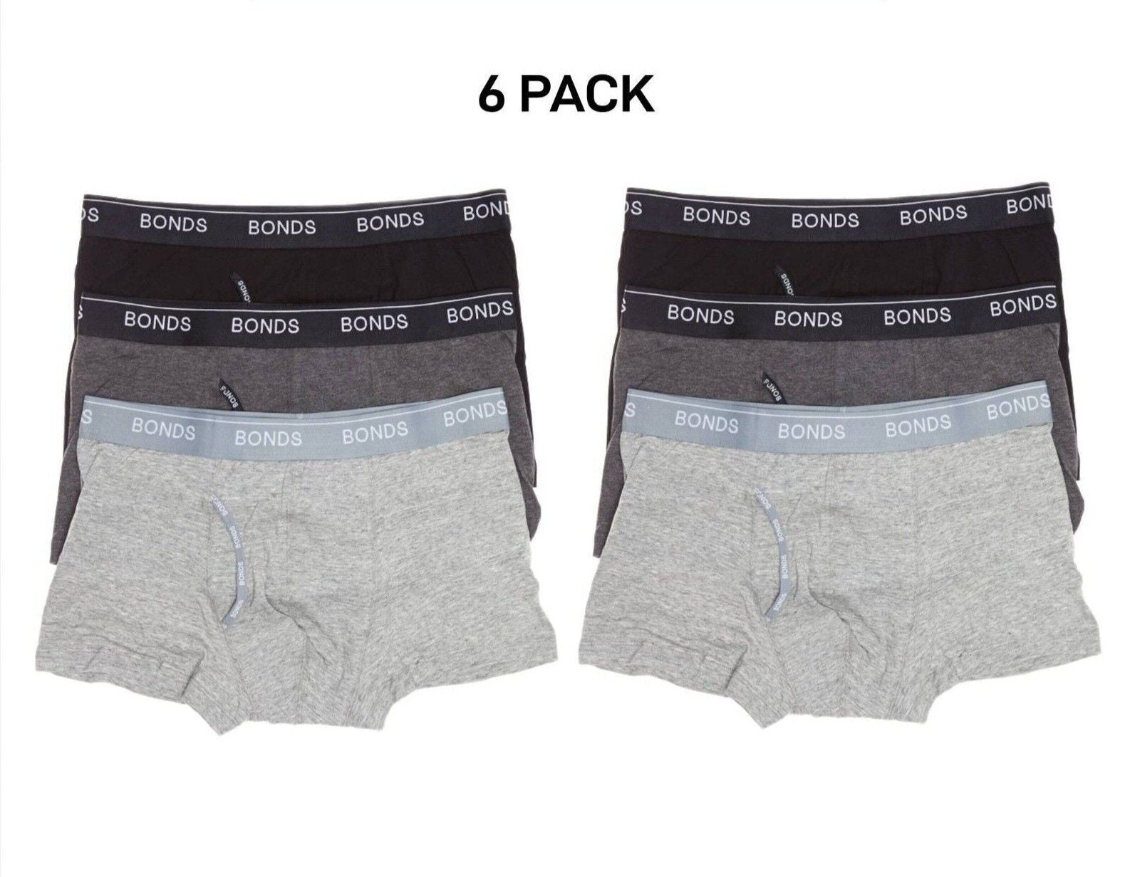 Bonds Mens Guyfront Trunk Super Soft Waistband With Logo 6 Pack MZ963A