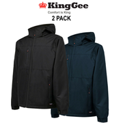 KingGee 2 Pack Insulated Jacket Weather Winter Waterproof Hood Fleece K05025