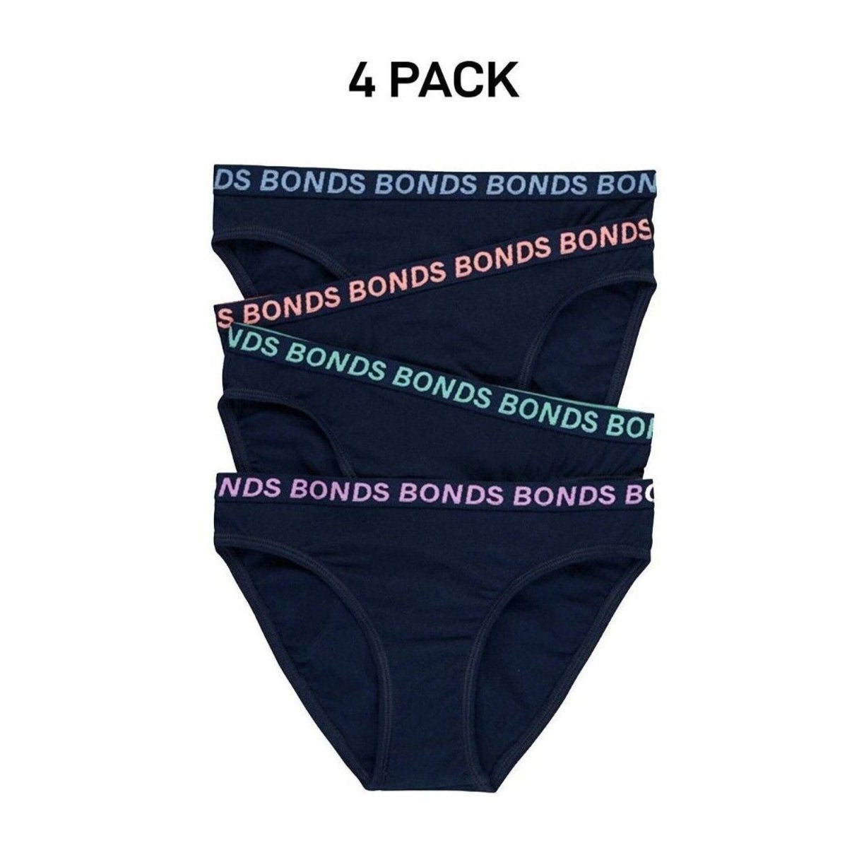 Bonds Girls Bikini Sport Ultimate Comfy and Fresh Moisture Wicking 4 Pack UWKL4A