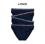 Bonds Girls Bikini Sport Ultimate Comfy and Fresh Moisture Wicking 4 Pack UWKL4A
