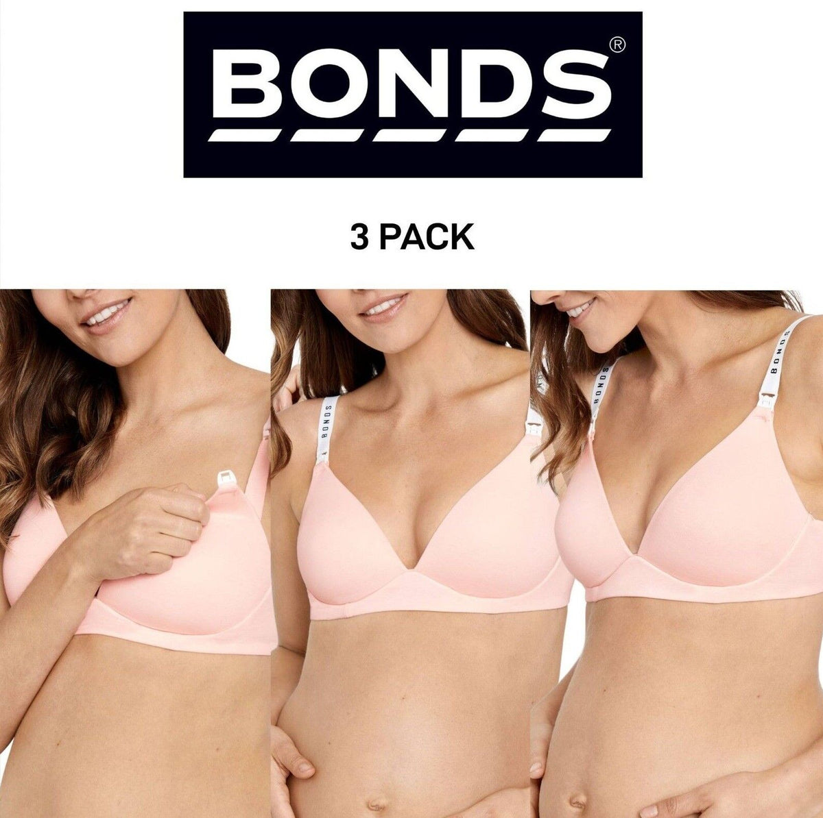 Bonds Womens Original Maternity Wirefree Contour Bra Comfy Coverage 3 Pack YXJ4Y