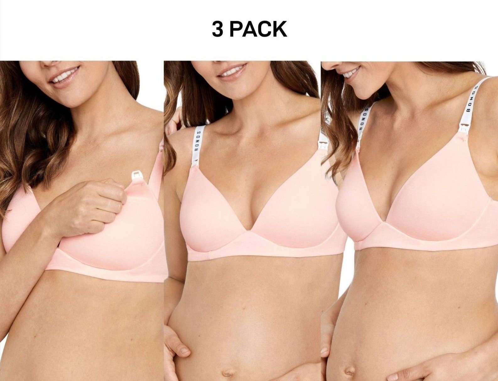 Bonds Womens Original Maternity Wirefree Contour Bra Comfy Coverage 3 Pack YXJ4Y