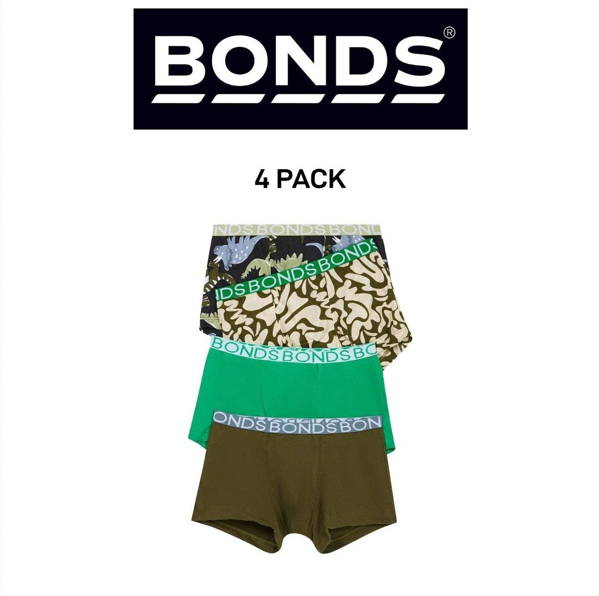 Bonds Boys Trunk Supportive Pouch with Comfy Coverage and Elastic 4 Pack UWCF4A
