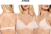 Bonds Womens Invisi Underwire T-Shirt Bra Comfy Flattering Neckline 3 Pack YXD9Y