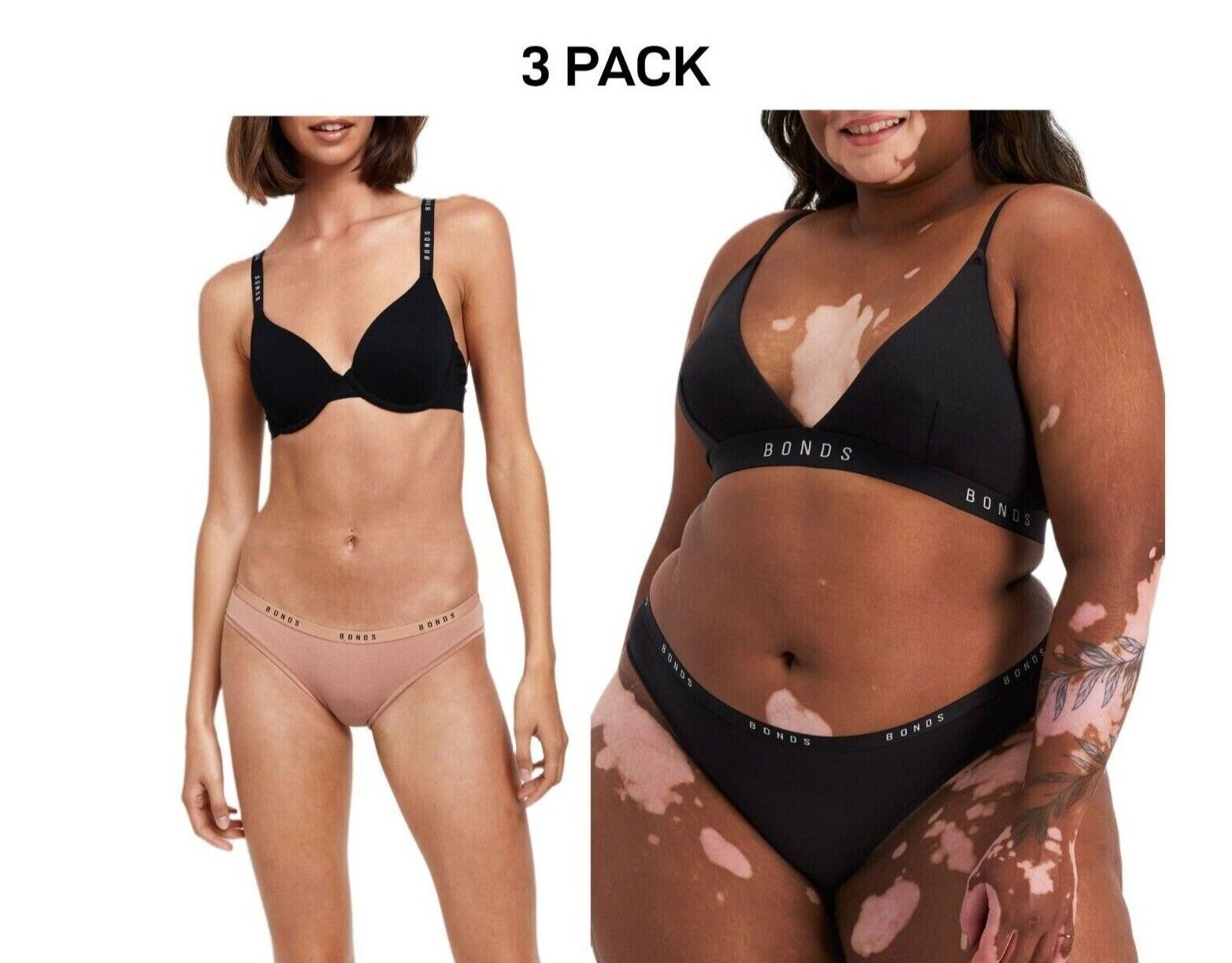 Bonds Womens Original Bikini Plain Breathable Stretchy Waist 3 Pack WVGMA