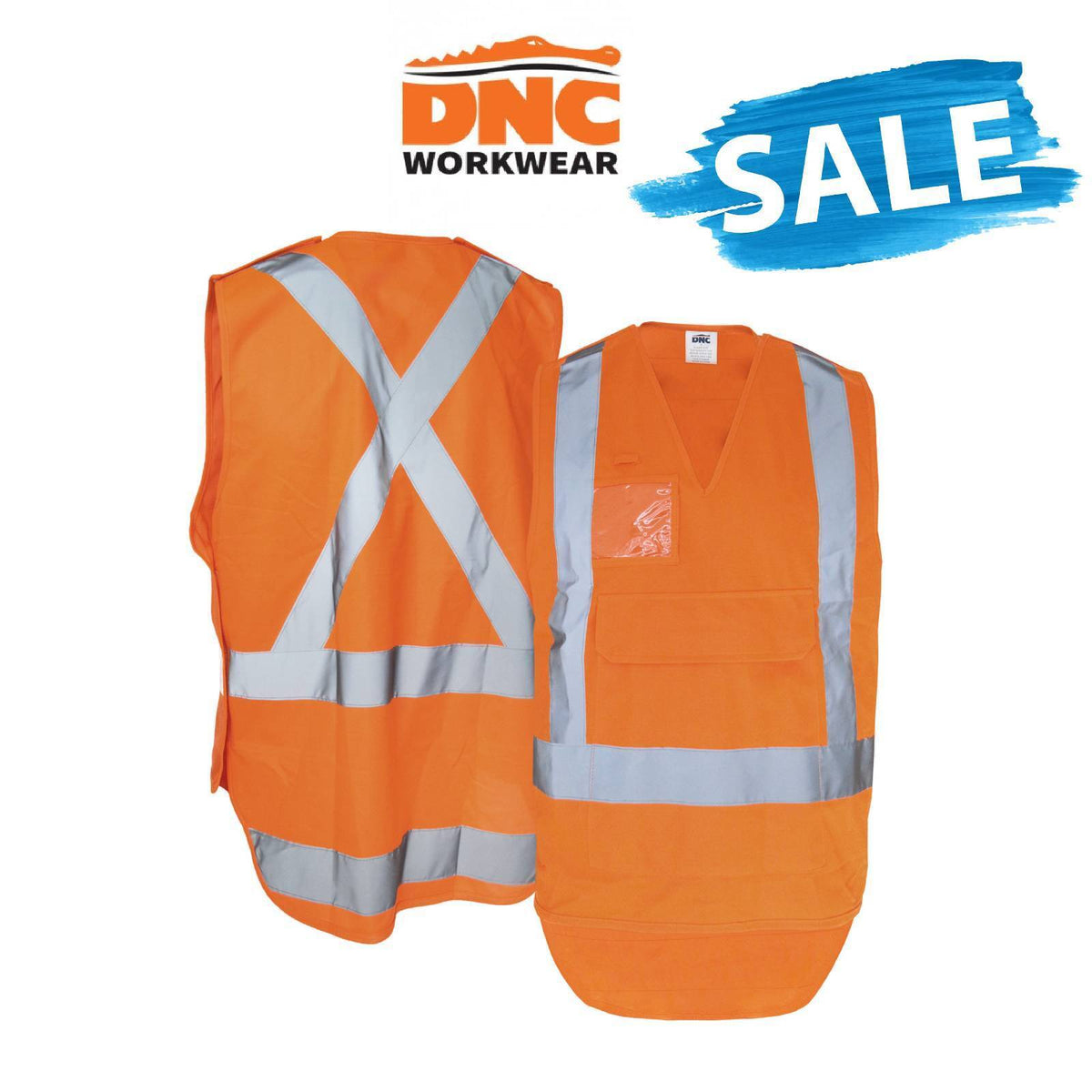 SALE DNC Mens Hi-Vis NSW Rail Tough Detachable Reflective Safety Work Vest 3504