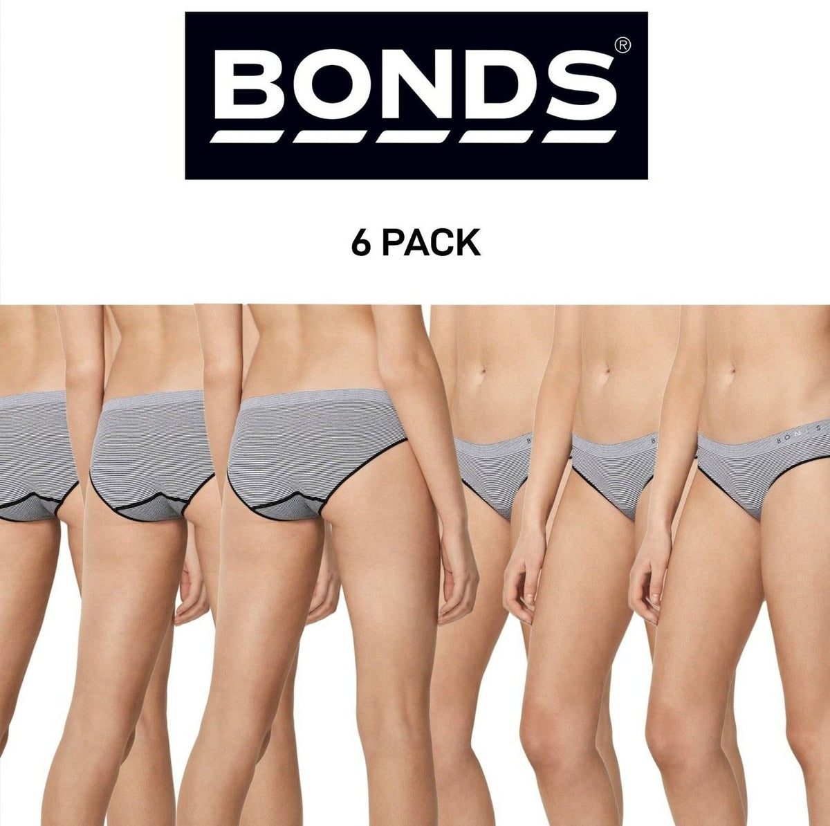 Bonds Womens Seamless Bikini Unbelievably Comfy Soft Smooth Finish 6 Pack WVH6A