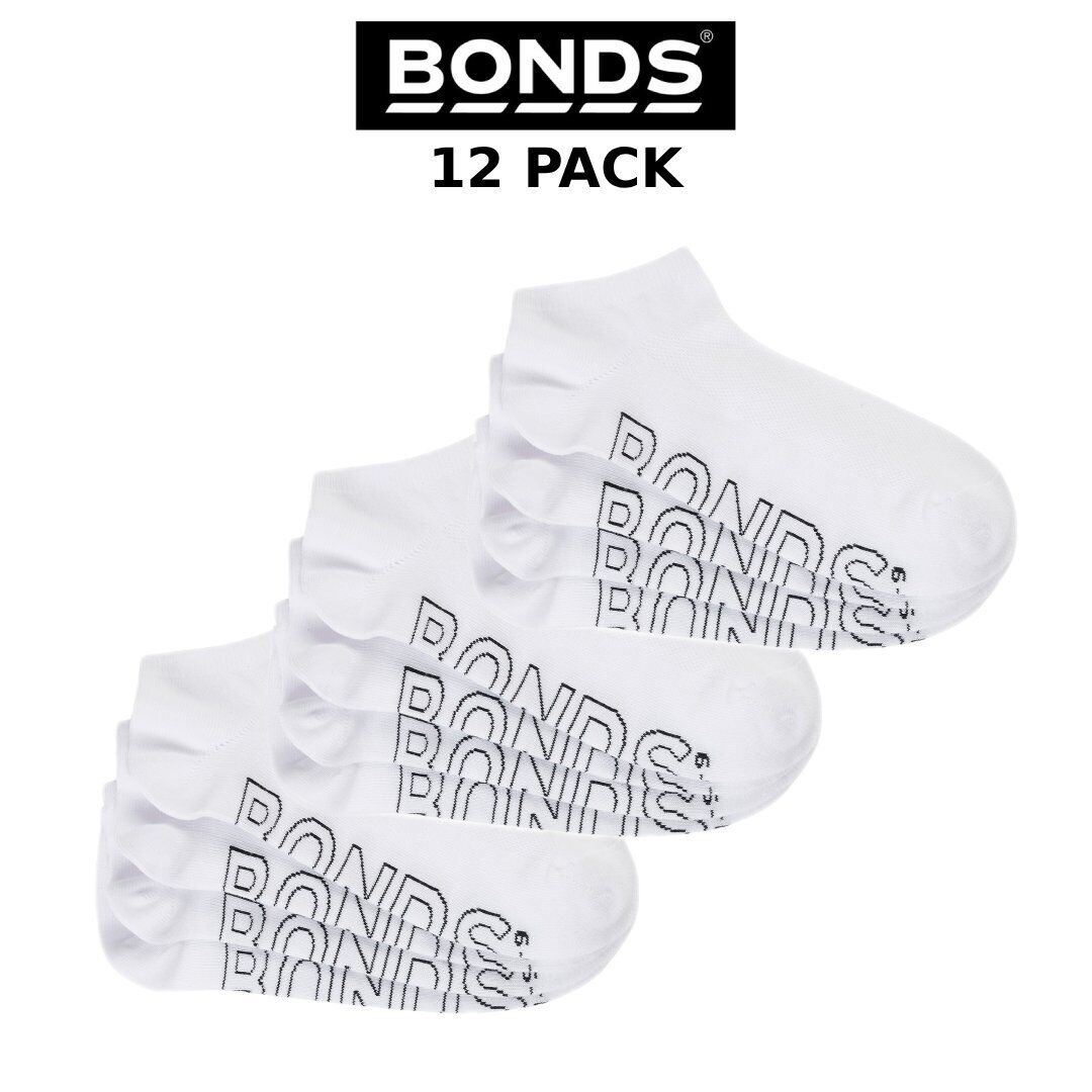 Bonds Men Logo Lightweight Low Cut 12 Pack Mesh Cotton Socks Run Trainer SXN44N