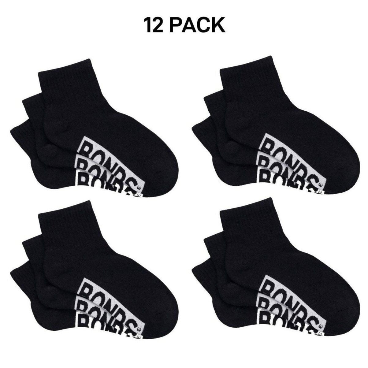 Bonds Womens Logo Cushioned Quarter Crew Comfy Cushioning Socks 12 Pack LXPP3N