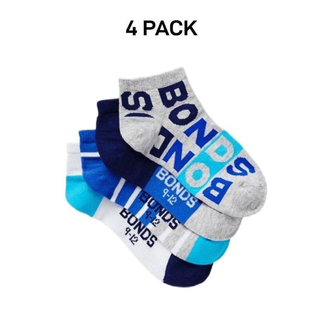 Bonds Kids fashion Trainer Breathable Soft Cotton Rich Socks 4 Pack RZLY4N