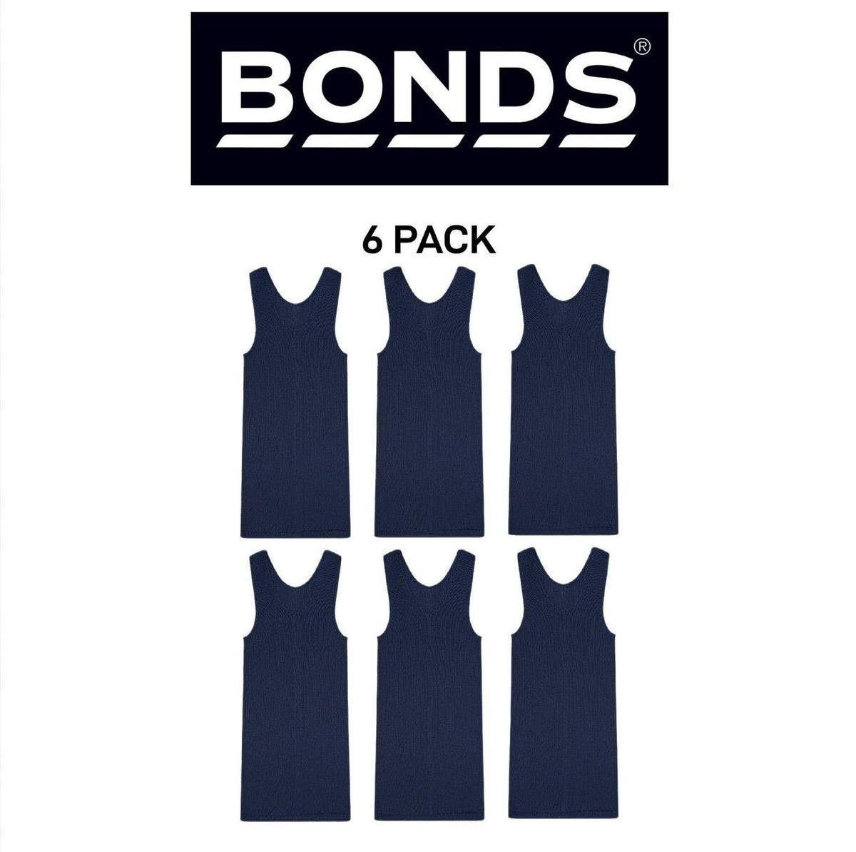 Bonds Mens Chesty Cotton Singlets Underwear Singlet Ribbed Cotton 6 Pack M757P