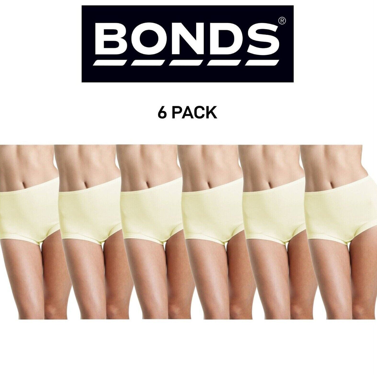 Bonds Womens Basic Cottontails Full Brief Silky Soft High Waist 6 Pack WW1M13