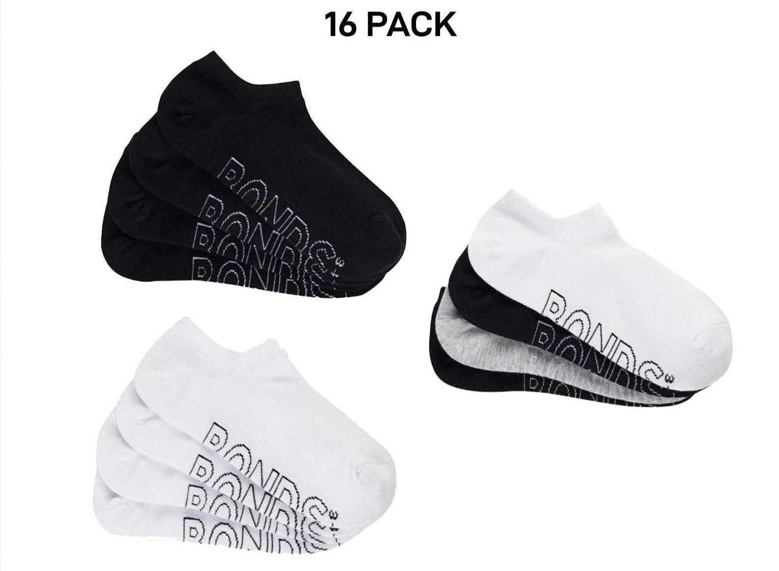 Bonds Womens Lightweight No Show Cotton Mesh Cooling Zone Socks 16 Pack LXPW4N