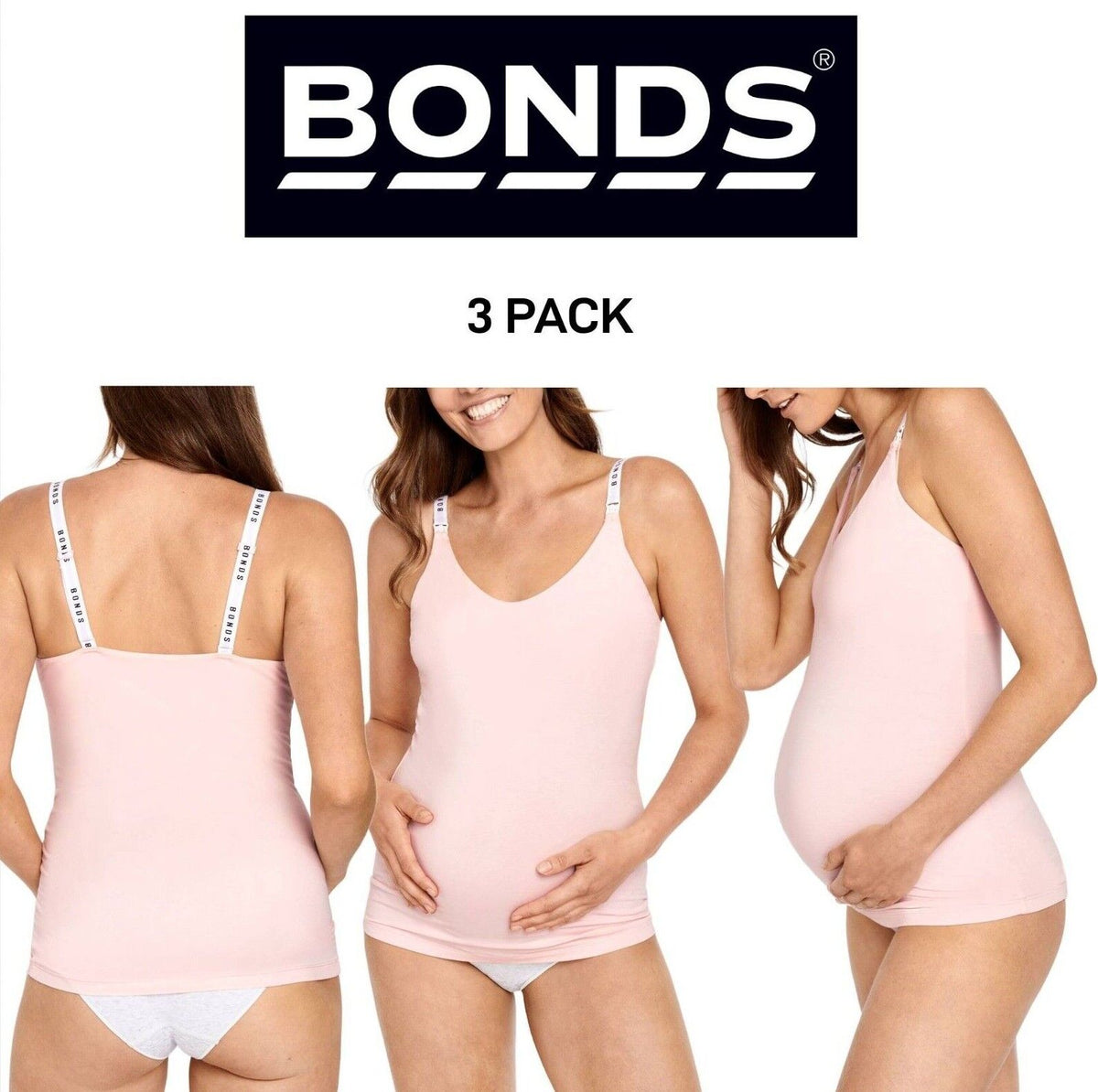 Bonds Womens Originals Maternity Support Singlet Extra Comfort 3 Pack YXF3Y