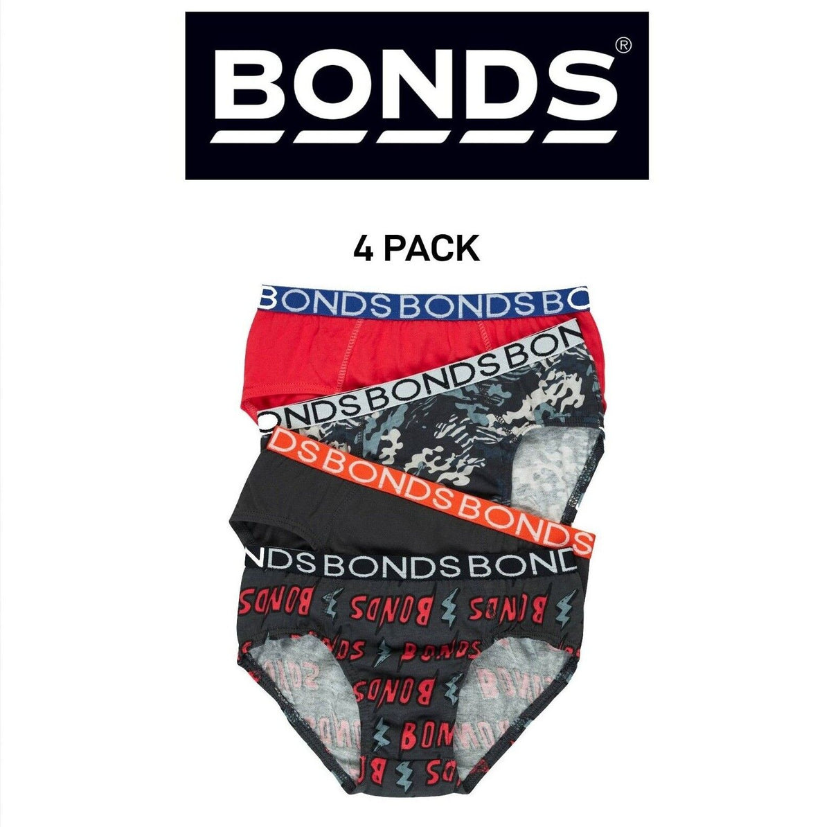 Bonds Boys Brief Comfortable Coverage Soft Elastic Waistband 4 Pack UXYK4A