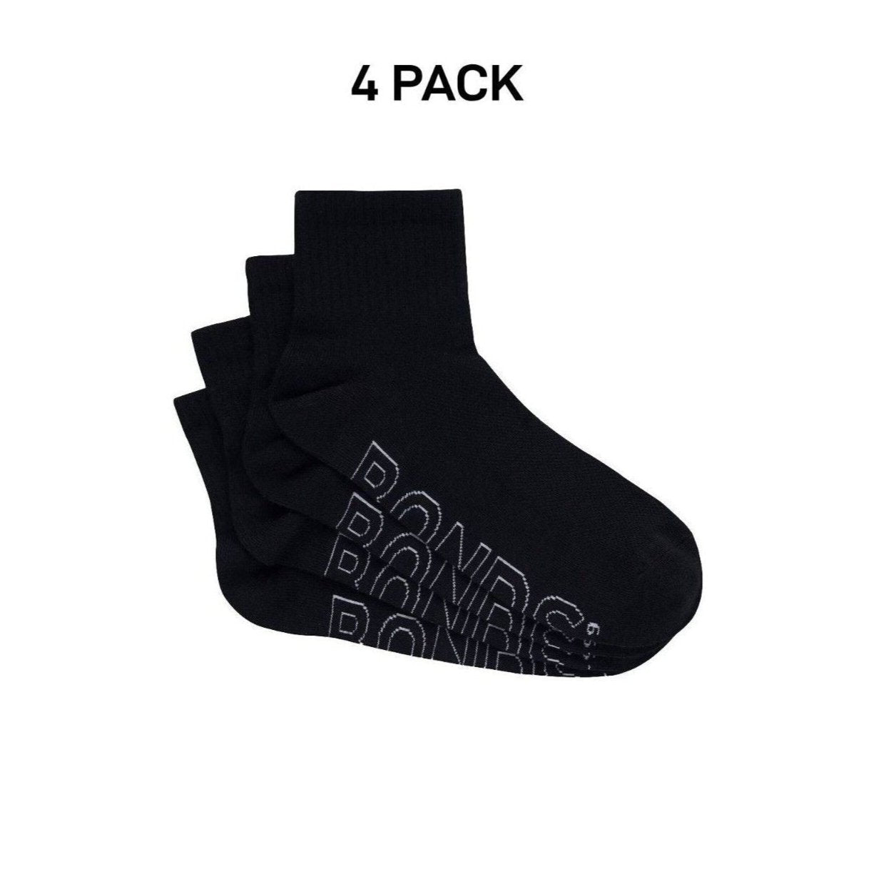 Bonds Mens Logo Lightweight Quarter Crew Comfy Aussie Cotton Sock 4 Pack SXMX4N