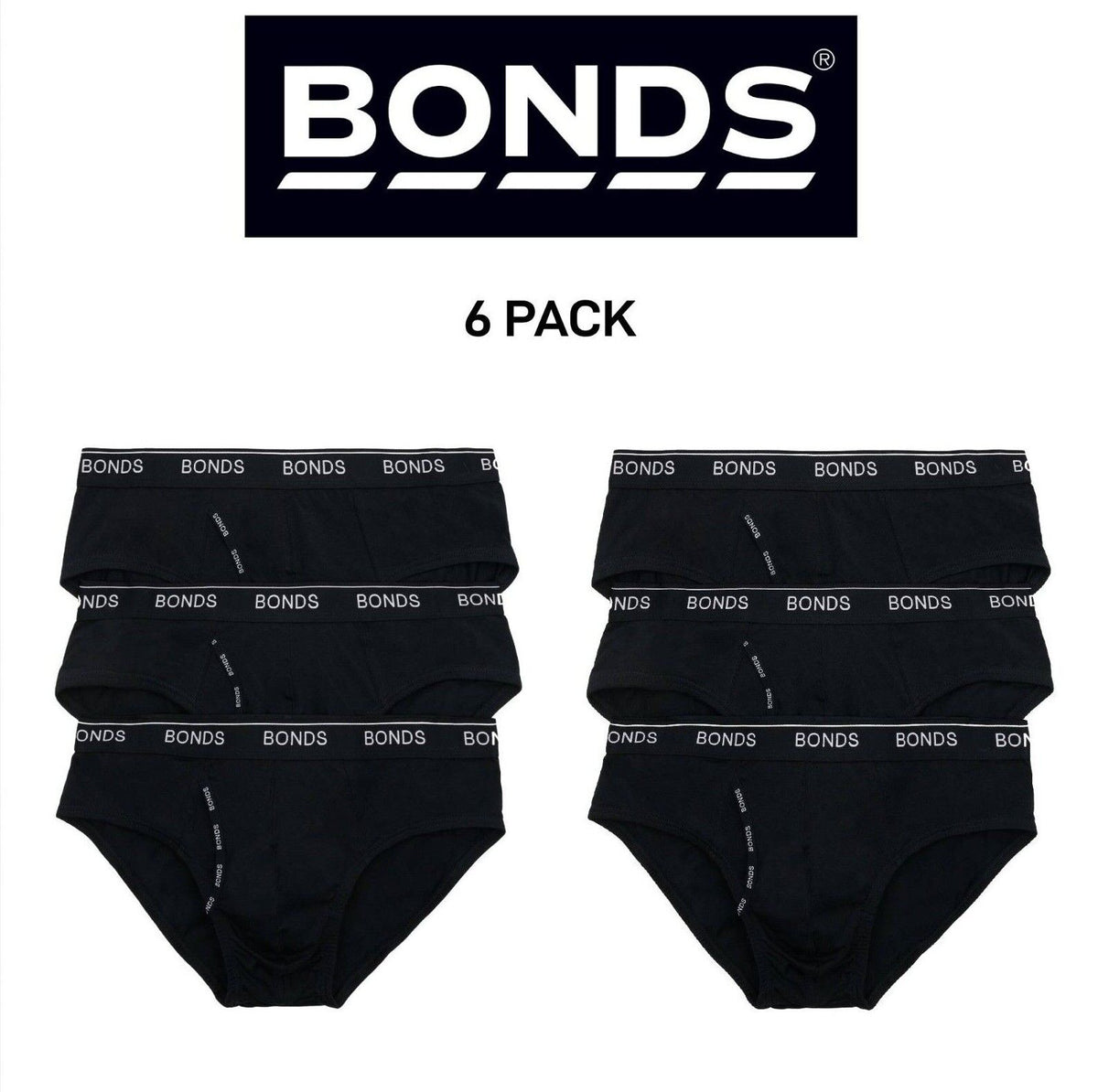 Bonds Mens Guyfront Brief Soft & Stretchy Cotton Fly Front 6 Pack MZ953A