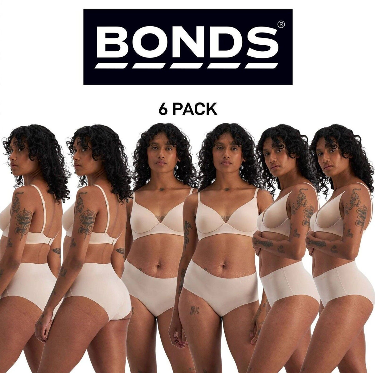 Bonds Womens Invisible Freecuts Full Brief Light Sleek Full Coverage 6 Pack WRCT