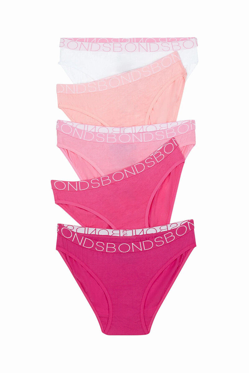 Bonds Girls Bikini Comfy Flexible Coverage Lightweight Breathable 5 Pack UWCE5A