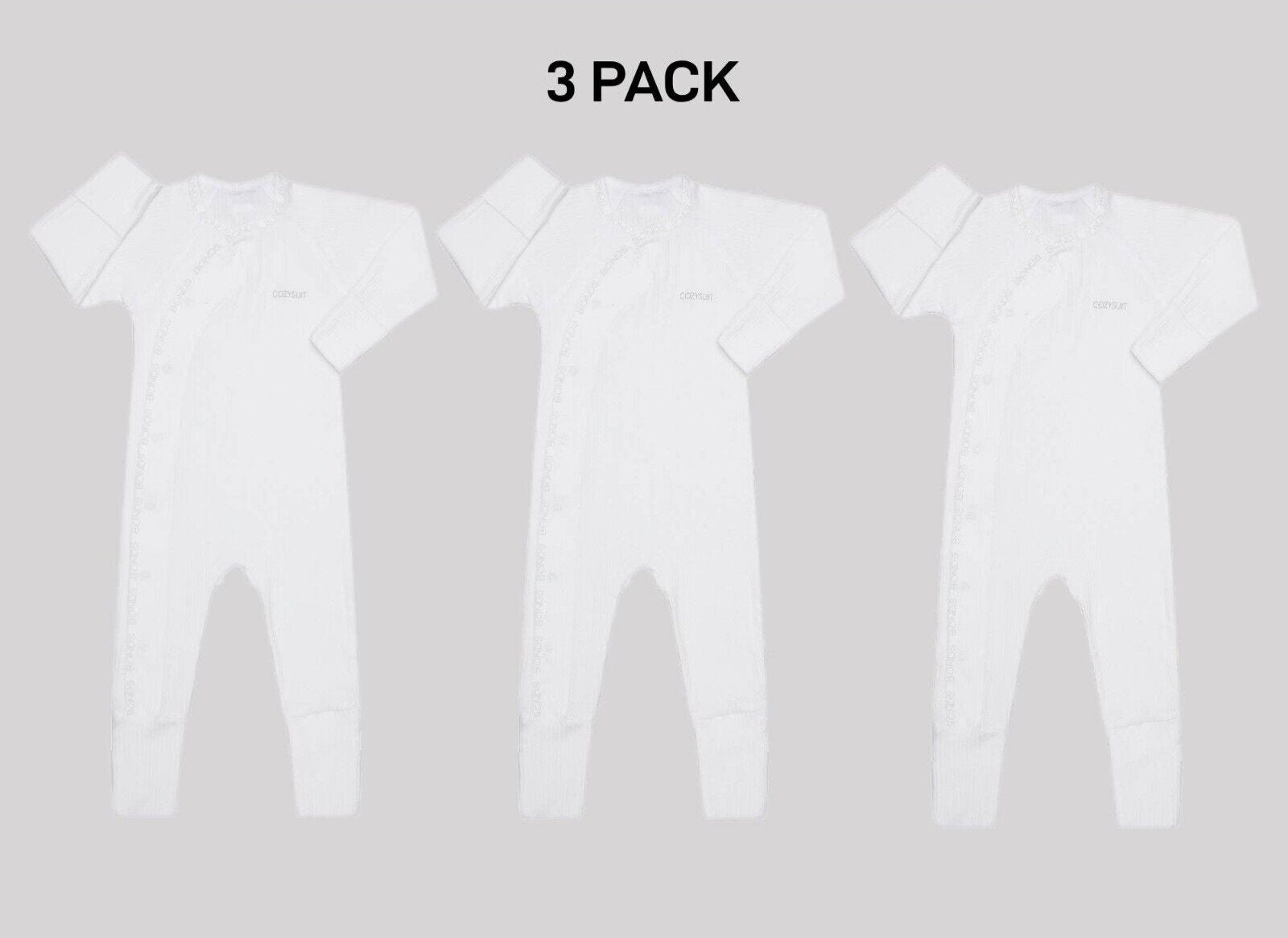 Bonds Baby Pointelle Cozysuit Branded Elastic Trim Aussie Cotton 3 Pack BXGGA