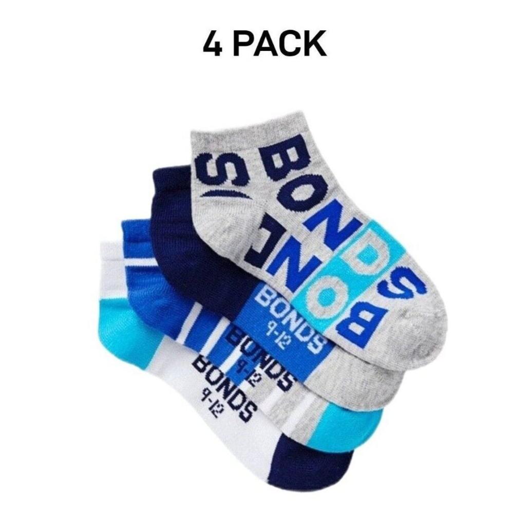 Bonds Kids fashion Trainer Breathable Soft Cotton Rich Socks 4 Pack RZLY4N