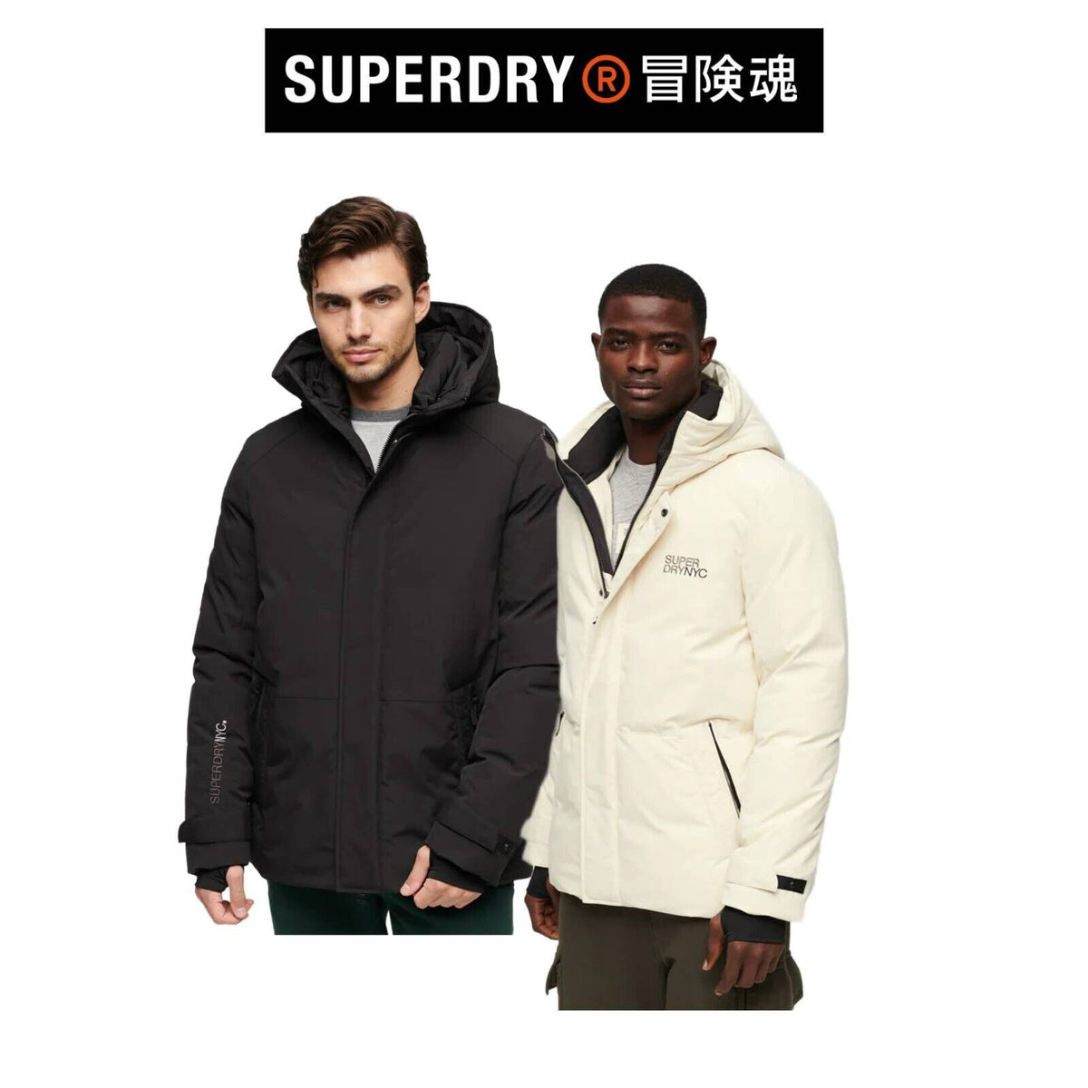 Superdry Mens City Padded Embroidered Logo Hooded Wind Parka Jacket SM32WJ2I