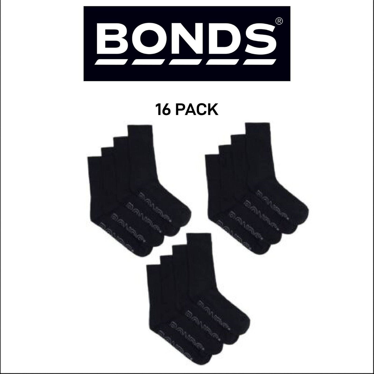 Bonds Kids Logo Light Crew Sock Soft Cotton Mesh Cooling 16 Pack RXVJ4N