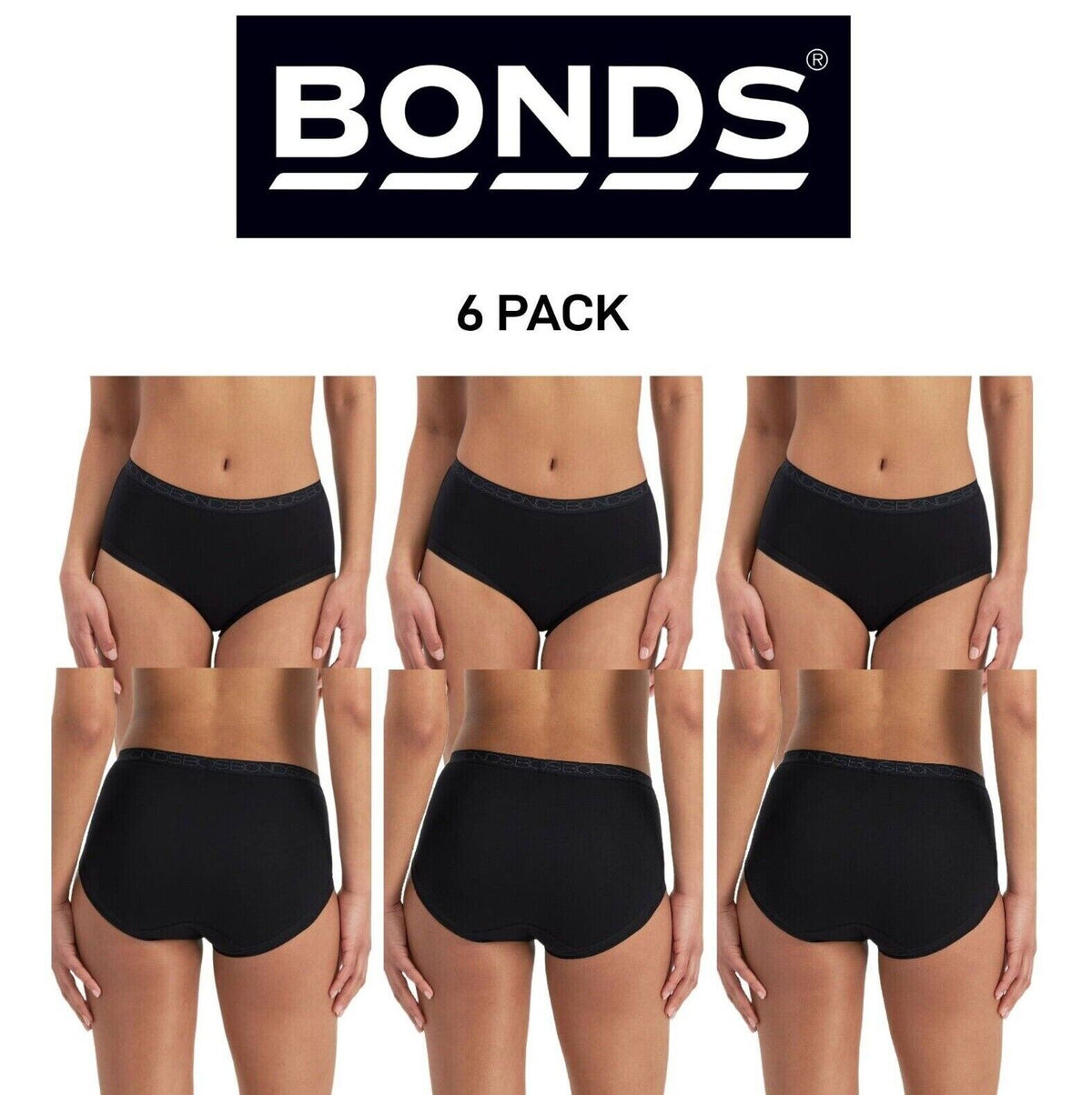 Bonds Womens Cottontails Full Brief Lightweight Soft Cotton 6 Pack WY5NA