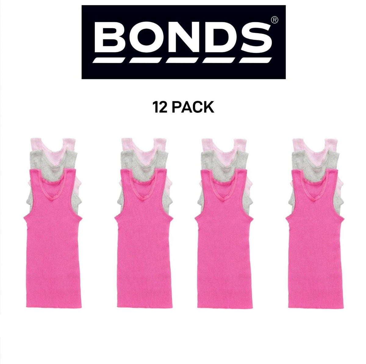 Bonds Baby Vest Ribbed Warmth Singlets Comfy Side Seamfree 12 Pack BXHNT