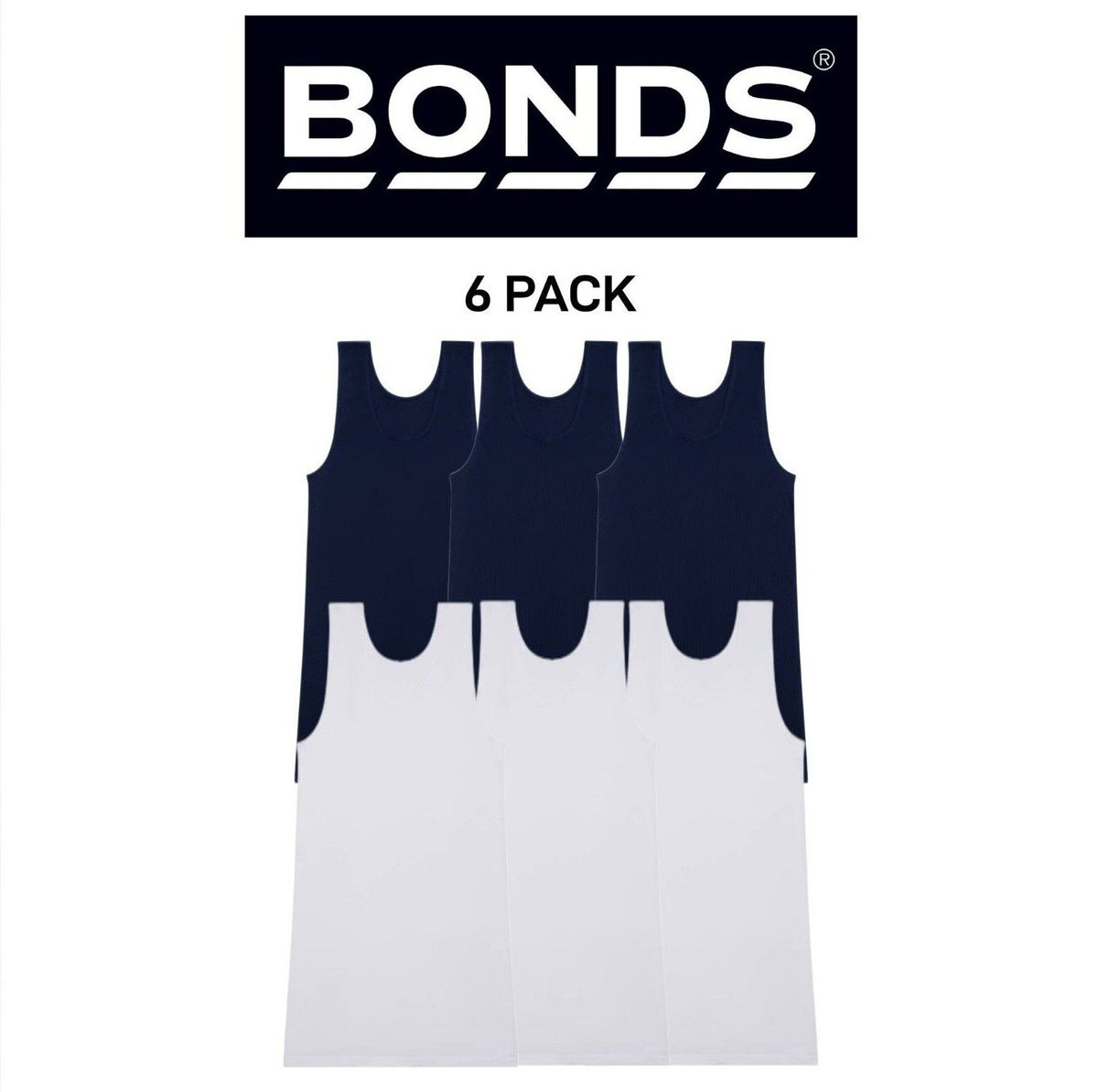 Bonds Mens Chesty Singlets Cotton Perfect Comfortable Fit 6 Pack M37566