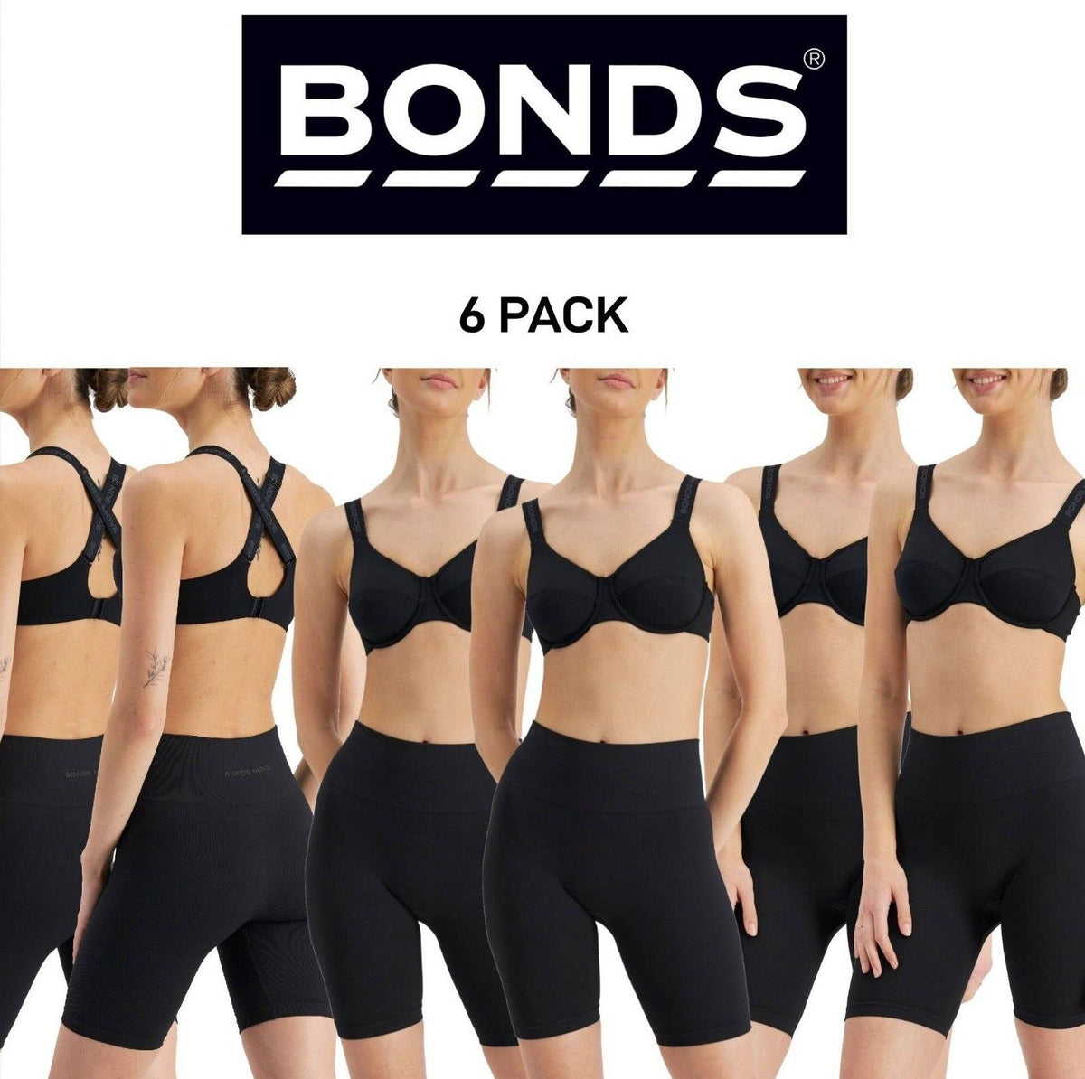 Bonds Womens Move Underwire Bra Soft and Flexible Smart Cooling Yarn 6 Pack YWR7