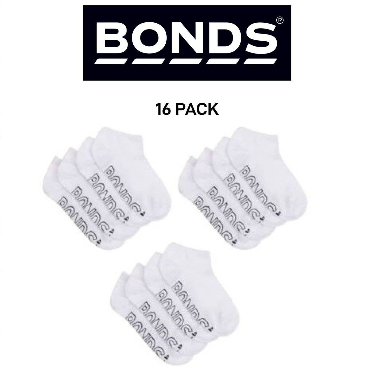 Bonds Kids Logo Light No Show Lightweight Extra Comfort Socks 16 Pack RXUU4W