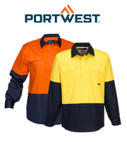 Portwest Mens Prime Mover Hi-Vis Lightweight Long Sleeve Work Closed Shirt MC801