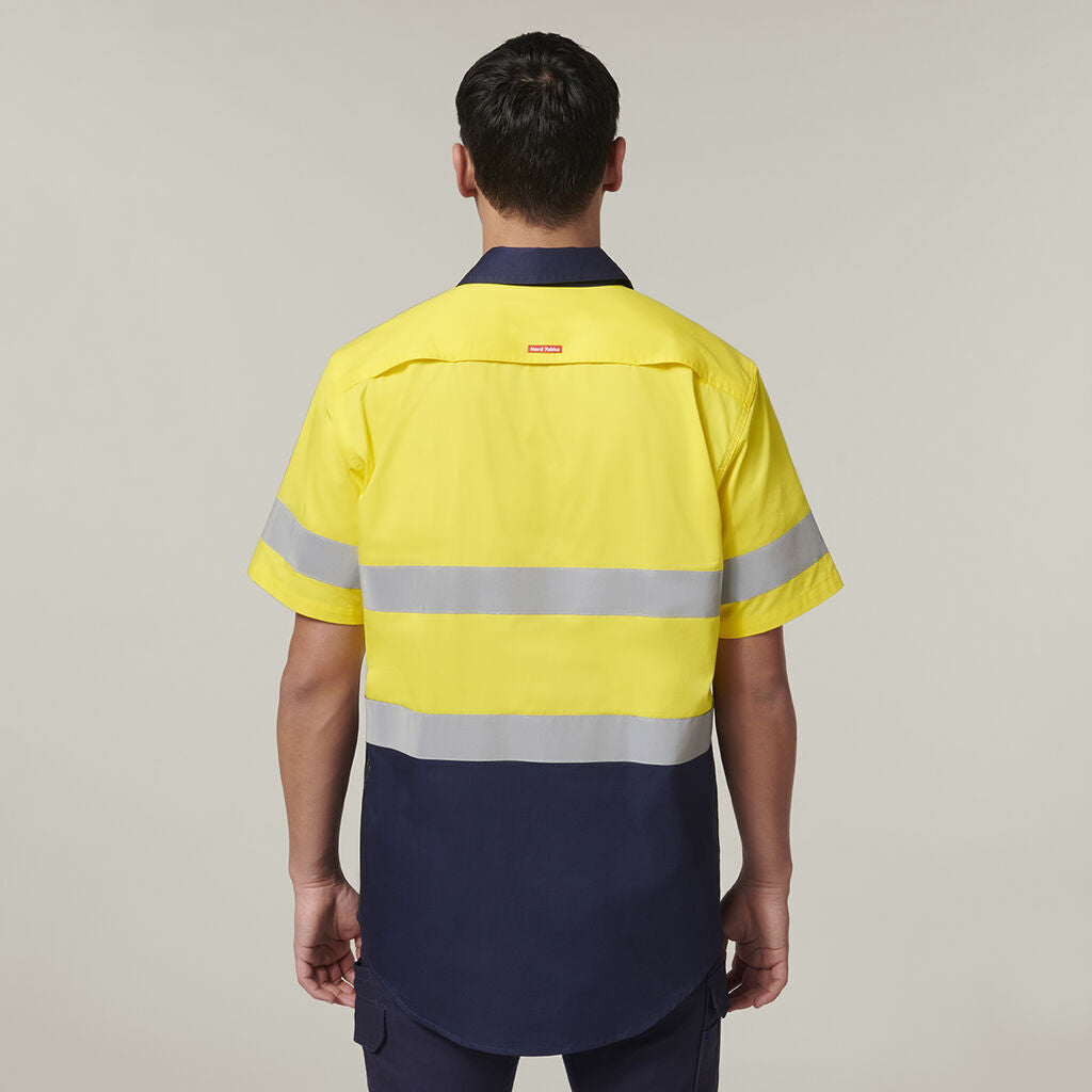 Hard Yakka Mens Short Sleeve HI Vis Reflective 2 Tone Taped Vented Shirt Y07754-Collins Clothing Co