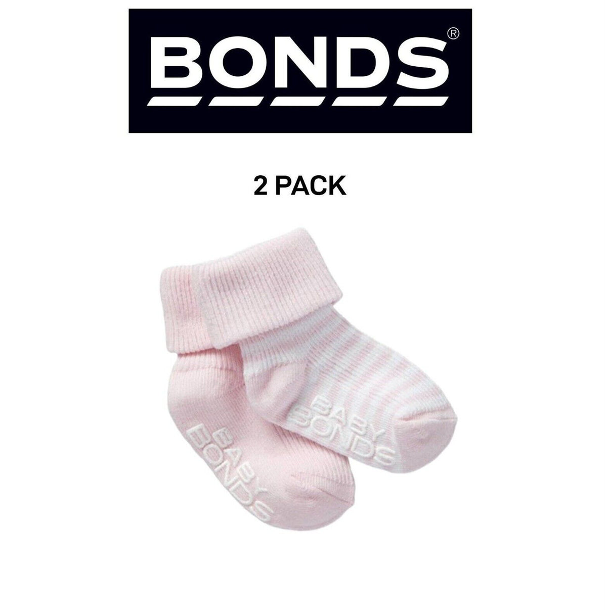 Bonds Baby Classics Cuff Non Slip Grip Sole Fine Toe Seams 2 Pack RYY82N