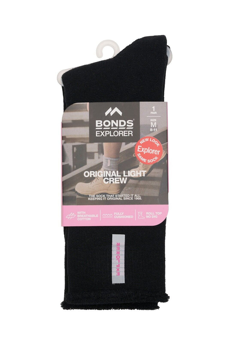 Bonds Explorer Womens Original Lightweight Cushioned Crew Socks 8 Pack L1757W