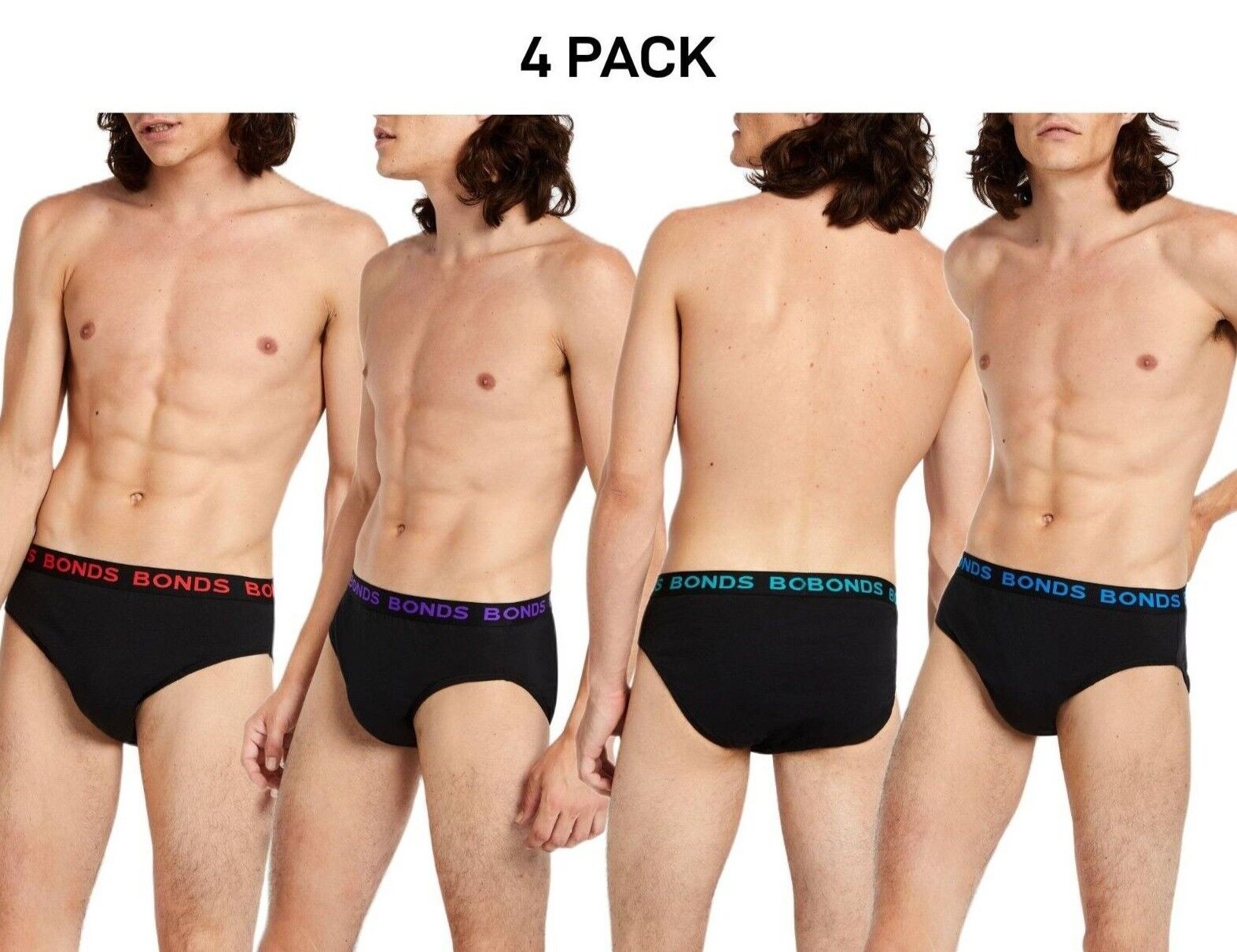 Bonds Mens Basic Hipster Briefs Cotton Stretchable Tailored Fit 4 Pack M38DM4
