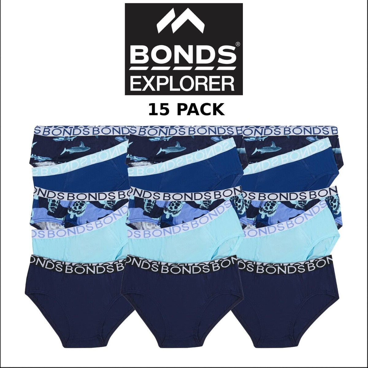 Bonds Boys Brief Soft Stretchable Comfortable Contoured Fit 15 Pack UWNU5A MI6
