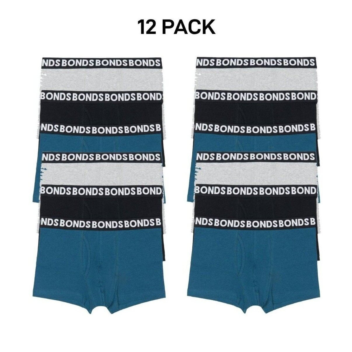 Bonds Mens Everyday Trunk Stretchable Soft Waistband Underwear 12 Pack MWPY3A