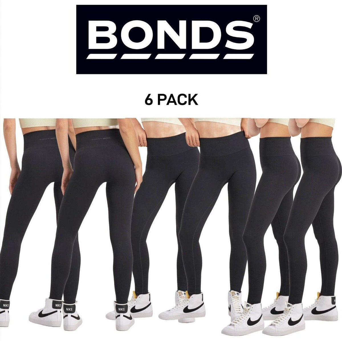 Bonds Womens Move Seamless Legging Stretchy Comfiest No-Dig Fit 6 Pack CRVQI