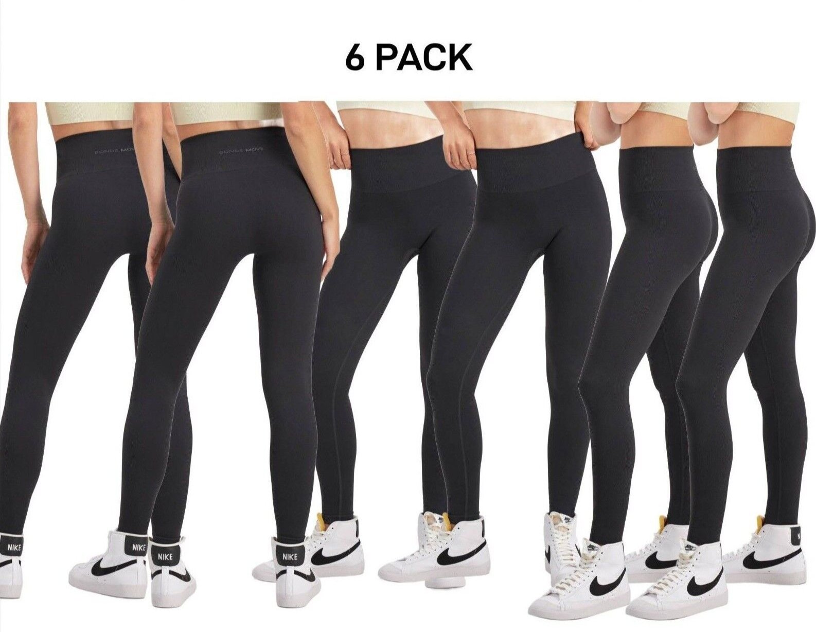 Bonds Womens Move Seamless Legging Stretchy Comfiest No-Dig Fit 6 Pack CRVQI