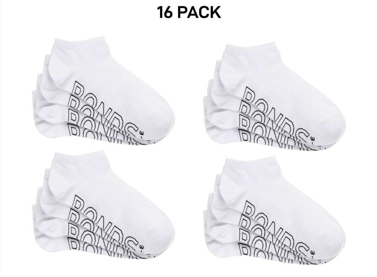 Bonds Womens Lightweight Low Cut Smooth Comfy Stay-Put Fit Socks 16 Pack LXPV4N