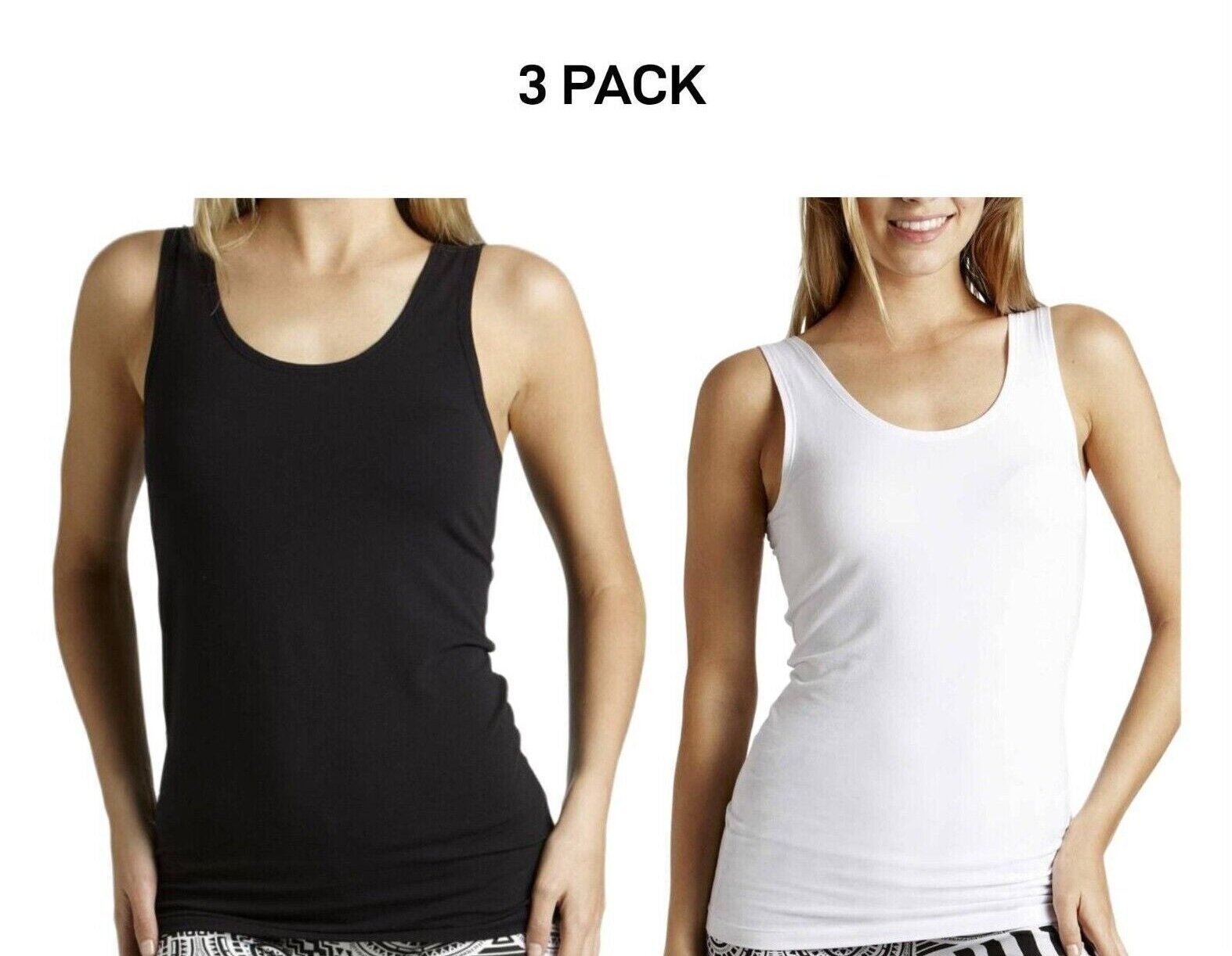 Bonds Womens Stretchy Chesty Tank Top Breathable Cotton Jersey 3 Pack WYEXY