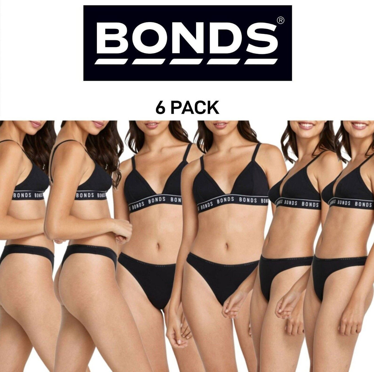 Bonds Womens Everyday Organics Gee Soft Comfy Branded Waistband 6 Pack WTET