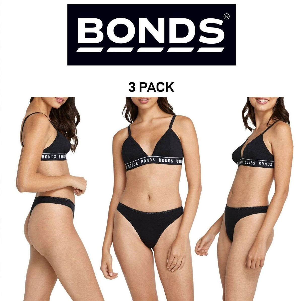 Bonds Womens Everyday Organics Gee Soft Comfy Branded Waistband 3 Pack WTET