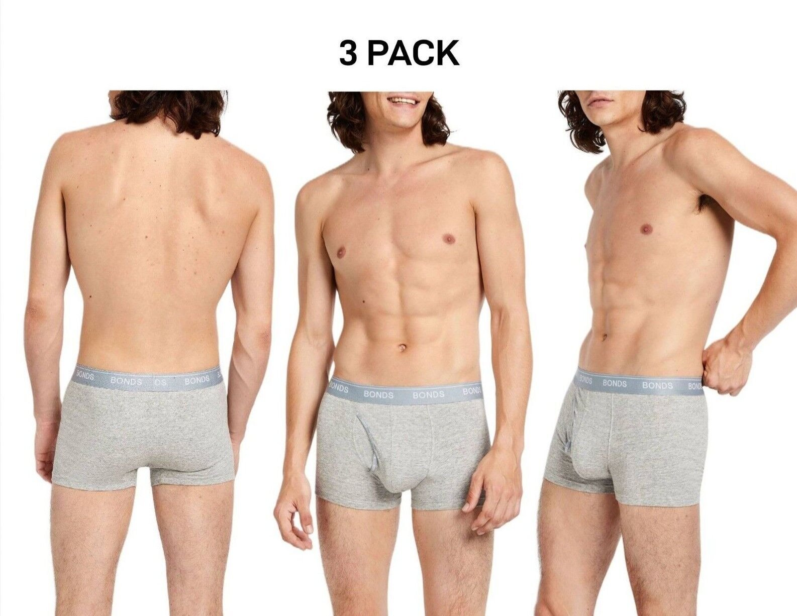 Bonds Mens Guyfront Trunk Stretchy Cotton Fabric Elastic Waistband 3 Pack MZVJ