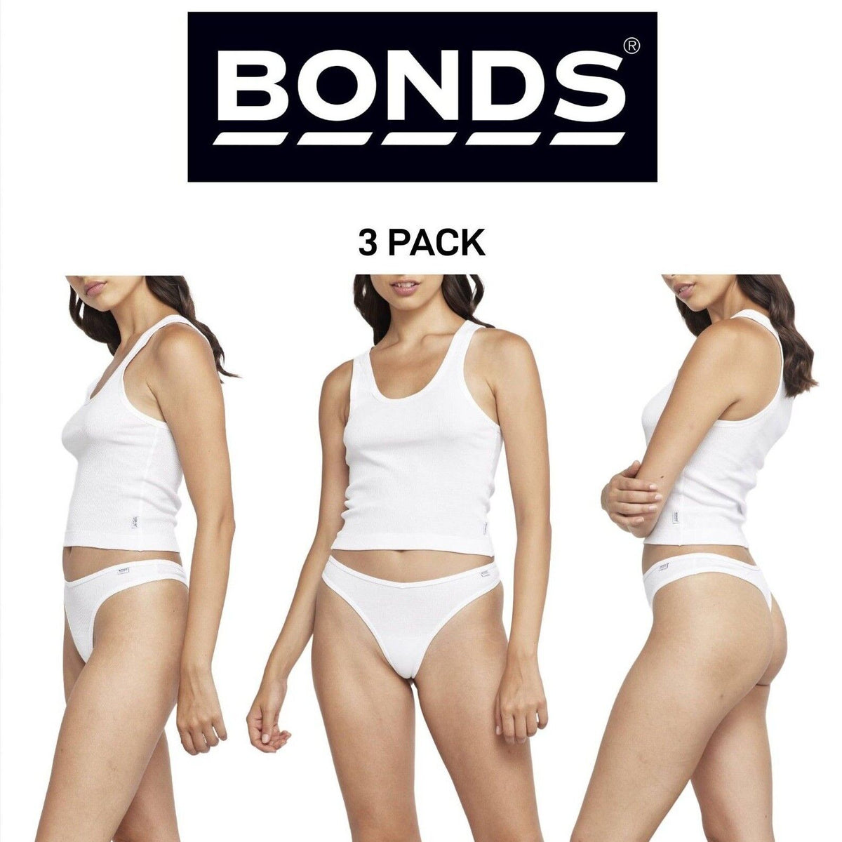 Bonds Womens Organics Ribbed Gee Comfortable Organic Cotton Undies 3 Pack WTHV