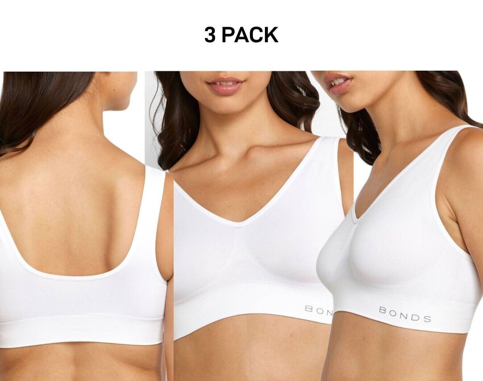 Bonds Womens Comfy Crop Regular Super Soft Flexible Wirefree Bra 3 Pack WVLHY