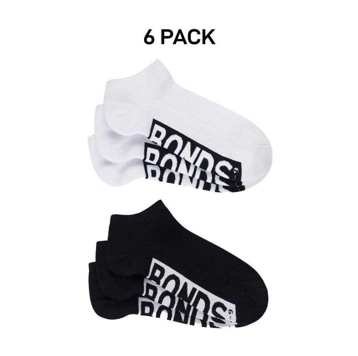 Bonds Mens Logo Cushioned Low Cut Smooth and Comfy Cotton Socks 6 Pack SXNA3N